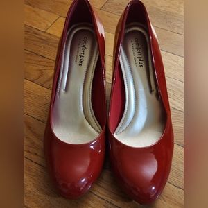 Red patent leather heels